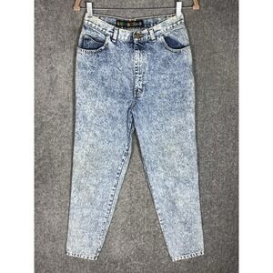 Sasson Jeans Womens Juniors Size 11 Blue Acid Wash High Rise Back Leg Bows Slits